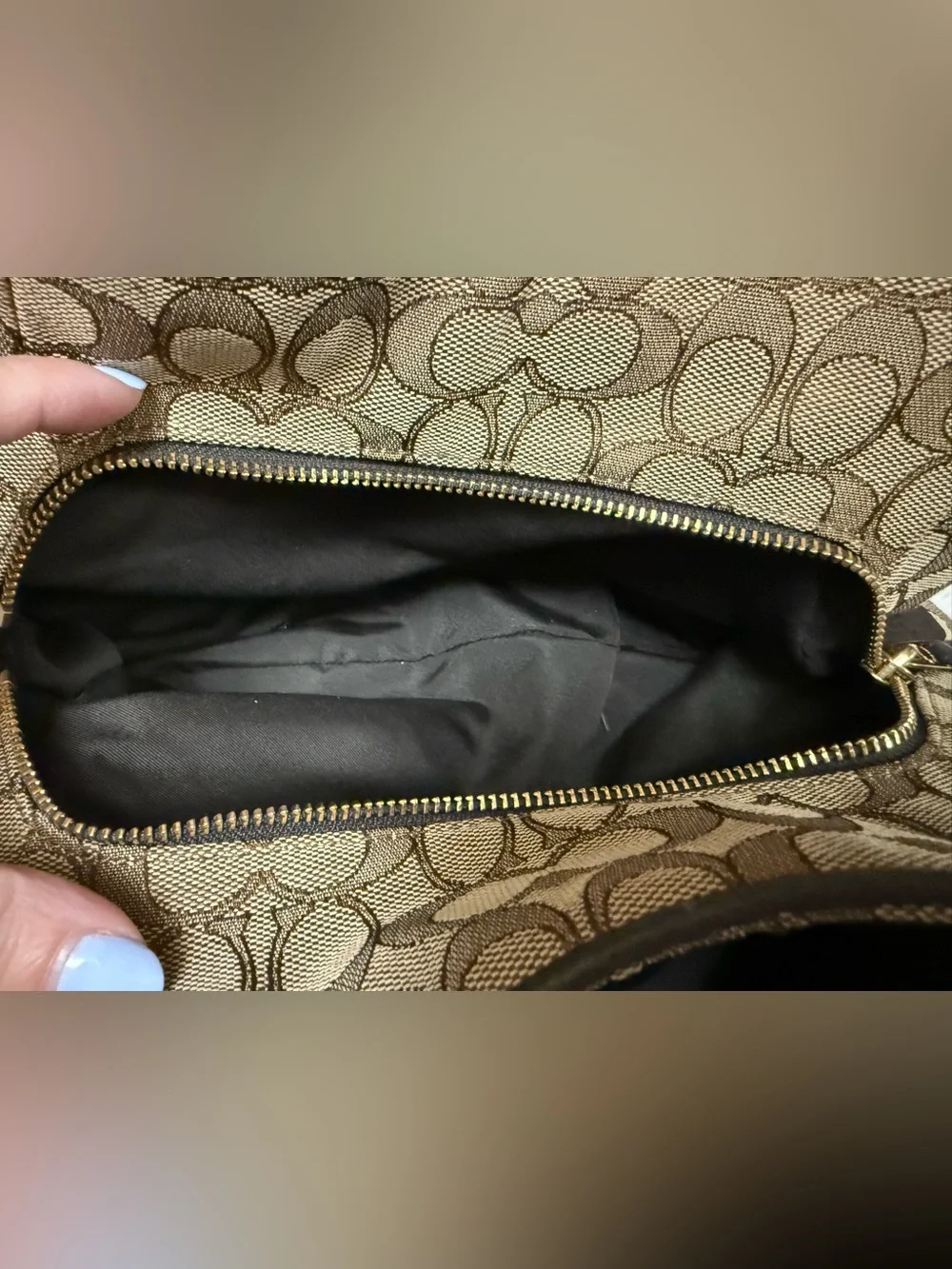 Coach Phoebe Shoulder Bag Tan/Brown Signature Canvas